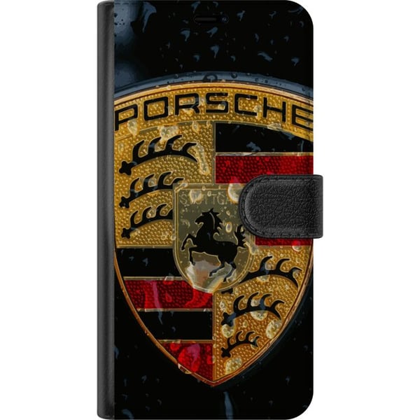 Kompatibelt Plånboksfodral till Samsung Galaxy A32 5G Porsche crest poster luxury car emblem sportbil logo Stuttgart klassisk retro design bil brand