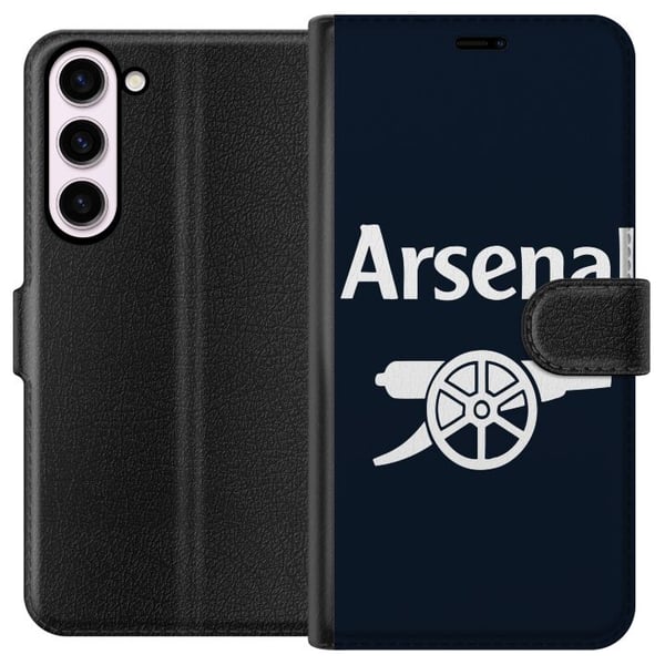 Yhteensopiva Lompakkokotelo Samsung Galaxy S23+ Arsenal-logo tummansinisenä ja valkoisena, klassinen jalkapalloaihe Premier League -faneille