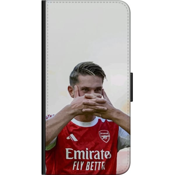 Kompatibel Tegnebogsetui til Motorola Moto G9 Play Martin Ødegaard kunst – Nærbilledeillustration i Arsenal-kamptrøje