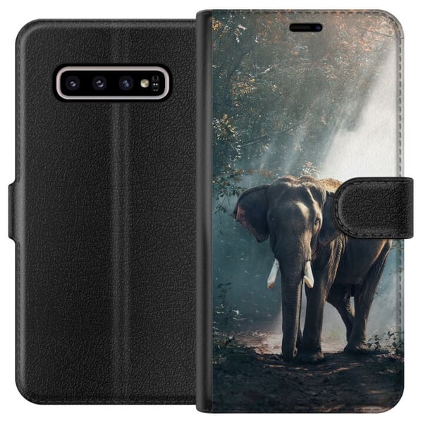 Kompatibelt Plånboksfodral till Samsung Galaxy S10+ Elefant