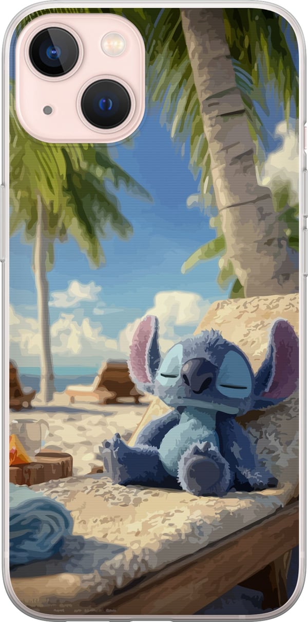 Yhteensopiva Puhelinkuori Apple iPhone 13 Disney Stitch -figuuri trooppisella rantamotiivilla