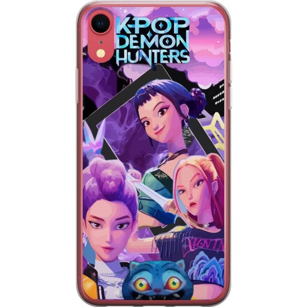 Kompatibel Mobilcover til Apple iPhone XR K-Pop Demon Hunters anime-inspireret futuristisk by med tre heltinder og lilla neonlys