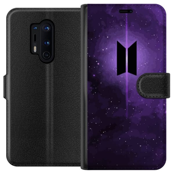 Kompatibel Tegnebogsetui til OnePlus 8 Pro BTS kpop-logo lilla galakse plakat rumdesign koreansk band ARMY-symbol stjernehimmel musik fan art