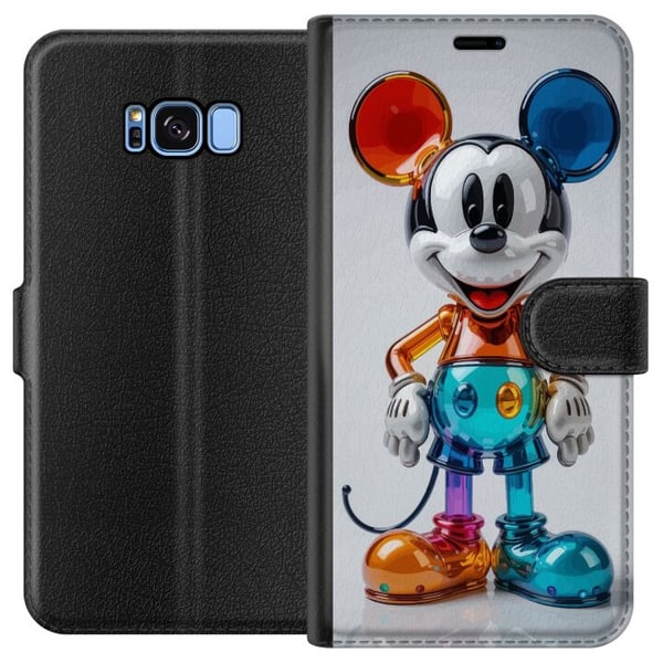 Kompatibelt Plånboksfodral till Samsung Galaxy S8 Färgglad Mickey figur futuristisk chrome glossy Disney pop art modern vibrant character motiv poste