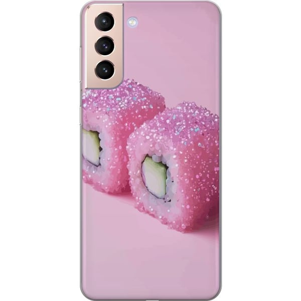 Kompatibelt Mobildeksel til Samsung Galaxy S21 Sushi plakat rosa glitter kawaii japansk mat rull ris fisk estetisk mattedesign søt Japan kunst Kompatibelt Mobildeksel til Samsung Galaxy S21 Sushi plakat rosa glitter kawaii japansk mat rull ris fisk estetisk mattedesign søt Japan kunst