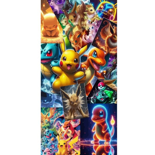 Yhteensopiva Lompakkokotelo Apple iPhone 13 Pro Pokémon-kuvitus – Pikachu, Eevee ja Charmander värikkäässä designissa
