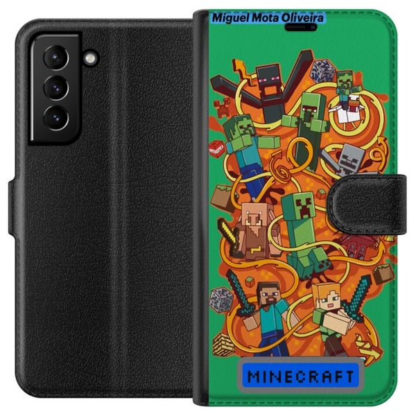 Kompatibelt Lommeboketui til Samsung Galaxy S21+ 5G Minecraft Kompatibelt Lommeboketui til Samsung Galaxy S21+ 5G Minecraft