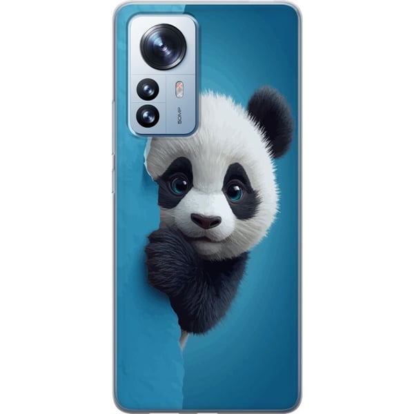 Yhteensopiva Puhelinkuori Xiaomi 12 Pro Suloinen panda kurkistaa paperin läpi pehmeässä 3D-kuvituksessa