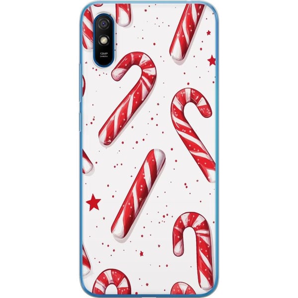 Kompatibel Mobilcover til Xiaomi Redmi 9A Juleinspireret mønster med polkagrise, stjerner og vinterdetaljer – klassisk og populært i juletiden.