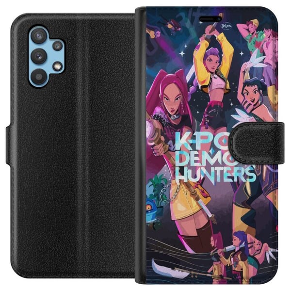 Kompatibelt Plånboksfodral till Samsung Galaxy A32 5G Kpop Demon Hunters Full Team Battle Idols Magic Blades Cosmic Glow