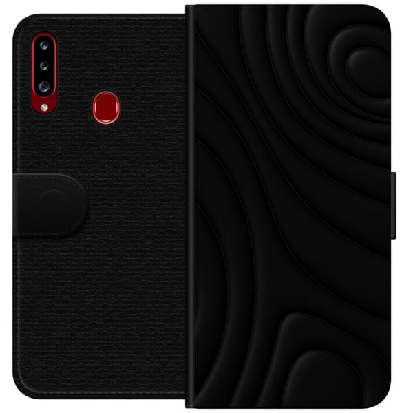 Kompatibelt Plånboksfodral till Samsung Galaxy A20s Black Waves