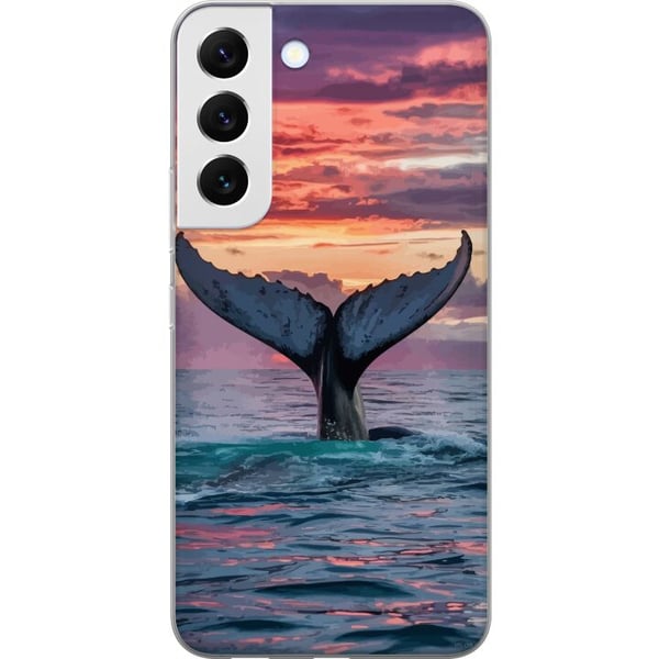 Kompatibelt Mobilskal till Samsung Galaxy S22 5G Valfena i solnedgång med tropisk himmel och stilla hav inspirerad design med lugn energi och magisk