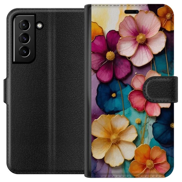 Kompatibelt Lommeboketui til Samsung Galaxy S21+ 5G Blomster Farger Kompatibelt Lommeboketui til Samsung Galaxy S21+ 5G Blomster Farger