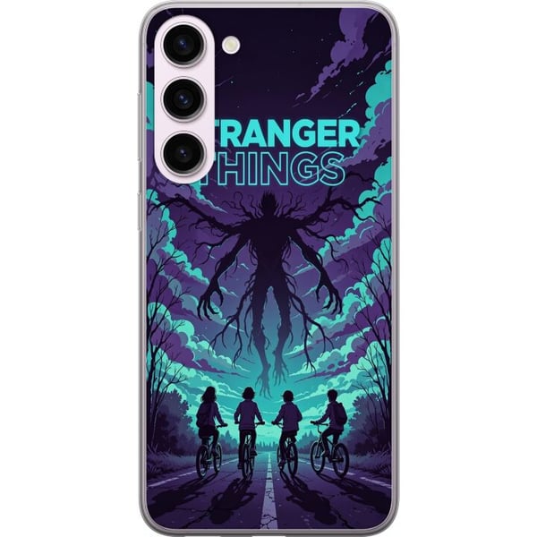 Yhteensopiva Puhelinkuori Samsung Galaxy S23+ Stranger Things -inspiroitu fantasia kuvitus, jossa on tumma hirviö, pyöräileviä lapsia ja dramaattinen