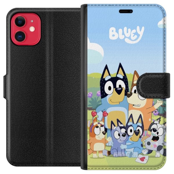 Kompatibel Tegnebogsetui til Apple iPhone 11 Bluey mobilcover med hele familien i farverigt design Kompatibel Tegnebogsetui til Apple iPhone 11 Bluey mobilcover med hele familien i farverigt design