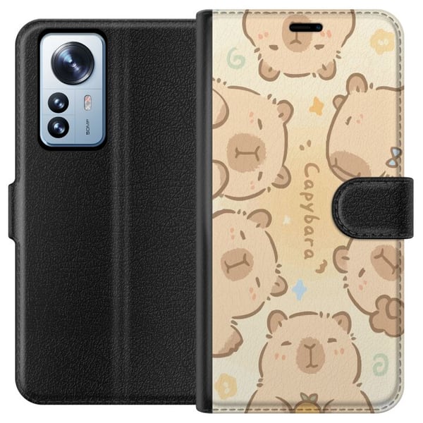 Yhteensopiva Lompakkokotelo Xiaomi 12 Pro Söpöt kapybarat pastellidesignilla – suloisia jokisikaja pehmeissä väreissä, söpöä ja lämmintä tyyliä, joss