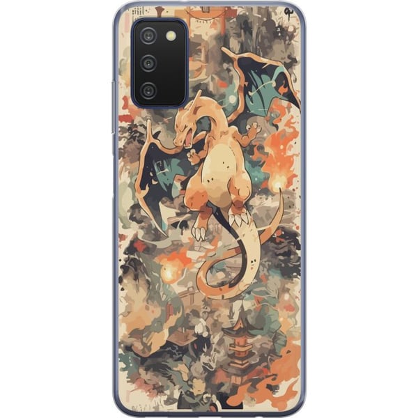 Kompatibelt Mobildeksel til Samsung Galaxy A03s Legenden om ilddragen, ildsprutende drage i japansk kunststil, vintageillustrasjon med templer og røy