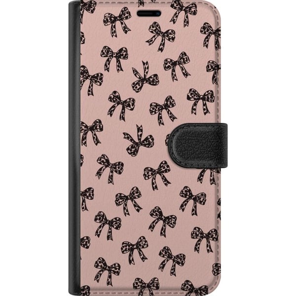 Kompatibelt Plånboksfodral till Samsung Galaxy A32 5G Bow pattern leopard rosetter rosa cute fashion girly retro design print tapet style pink bakgru