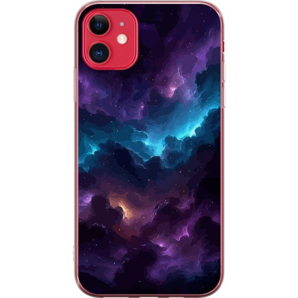 Kompatibelt Mobilskal till Apple iPhone 11 Kosmisk nebulosa med djupa lila och blå moln, glödande ljusöppningar, stjärnprickar och rymdkänsla som ska