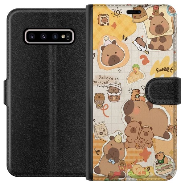 Kompatibelt Plånboksfodral till Samsung Galaxy S10+ Kawaii capybara mobilskal med gulliga djurmotiv