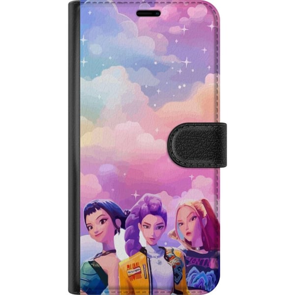 Kompatibelt Plånboksfodral till Samsung Galaxy A32 5G Färgglad pop girl trio med futuristisk stil och pastellhimmel modern ungdomlig illustration