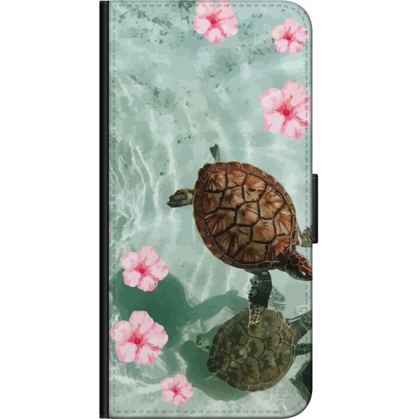 Kompatibelt Lommeboketui til Samsung Galaxy A03s Skilpadder og hibiskus tropisk design med blomster og vann rolig feriefølelse inspirert av hav og pa