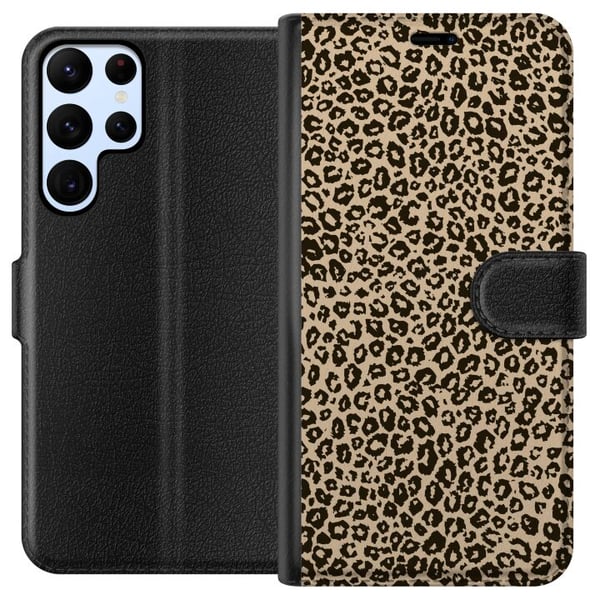 Kompatibelt Plånboksfodral till Samsung Galaxy S22 Ultra 5G Leopard Mönster