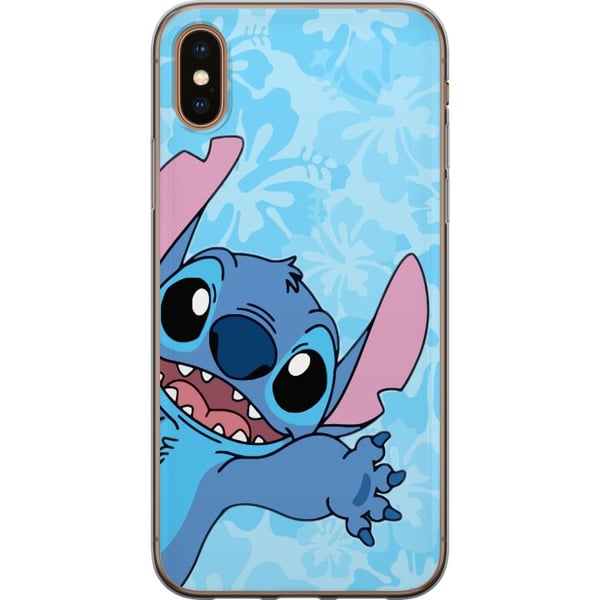 Kompatibelt Mobildeksel til Apple iPhone XS Stitch som strekker seg frem i en fargerik illustrasjon med blomsterbakgrunn