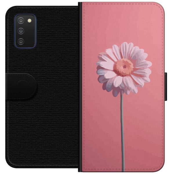 Kompatibelt Lommeboketui til Samsung Galaxy A03s Enkel rosa blomst på lys bakgrunn elegant minimalistisk design perfekt for en stilren look