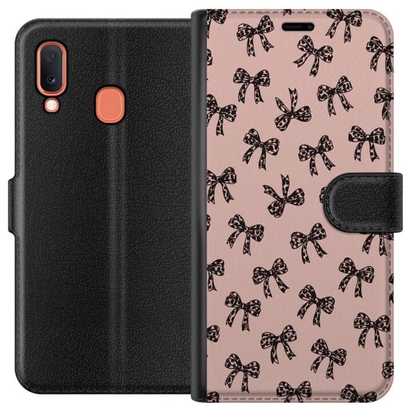 Kompatibelt Lommeboketui til Samsung Galaxy A20e sløyfe mønster leopard rosetter rosa søt mote jentete retro design trykk tapet stil rosa bakgrunn ku Kompatibelt Lommeboketui til Samsung Galaxy A20e sløyfe mønster leopard rosetter rosa søt mote jentete retro design trykk tapet stil rosa bakgrunn ku