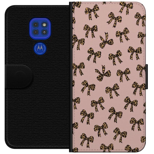 Kompatibel Tegnebogsetui til Motorola Moto G9 Play Leopardmønstrede sløjfer lyserød baggrund mode piget sød retro mønster mode mønster stilfuld dekor