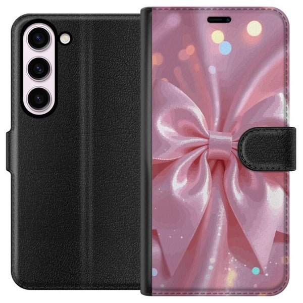 Kompatibel Tegnebogsetui til Samsung Galaxy S23 Rosa rosetdesign – Elegant silkebåndsillustration med glitrende effekt Kompatibel Tegnebogsetui til Samsung Galaxy S23 Rosa rosetdesign – Elegant silkebåndsillustration med glitrende effekt