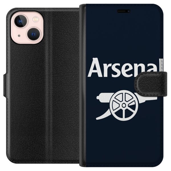 Kompatibelt Lommeboketui til Apple iPhone 13 mini Arsenal-logo i mørkeblått og hvitt, klassisk fotballmotiv for Premier League-fans Kompatibelt Lommeboketui til Apple iPhone 13 mini Arsenal-logo i mørkeblått og hvitt, klassisk fotballmotiv for Premier League-fans