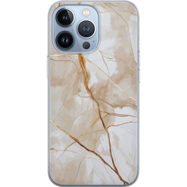 Kompatibelt Mobildeksel til Apple iPhone 13 Pro Hvit marmor med gullårer, elegant og luksuriøst design perfekt for deg som elsker stil og klasse