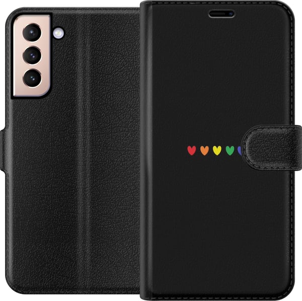 Yhteensopiva Lompakkokotelo Samsung Galaxy S21 Ylpeä Sydämet