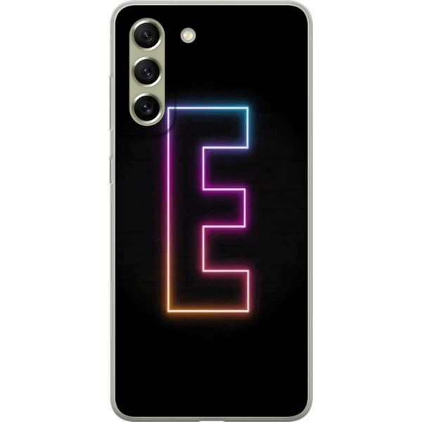 Kompatibel Mobilcover til Samsung Galaxy S21 FE 5G Minimalistisk neonbogstav E i lysende farver mod mørk baggrund