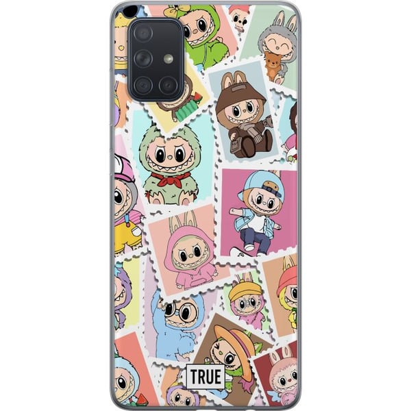 Kompatibel Mobilcover til Samsung Galaxy A71 Cute Stamp Squad – sødt samlermotiv med farverige figurer i dyrekostumer og et legende design