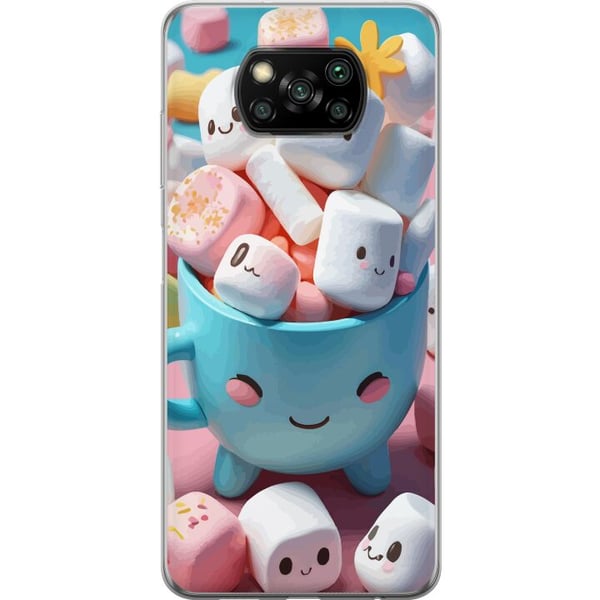 Kompatibel Mobilcover til Xiaomi Poco X3 NFC Kawaii marshmallow smile kawaii-design med søde figurer i kop, farverig og glad stil