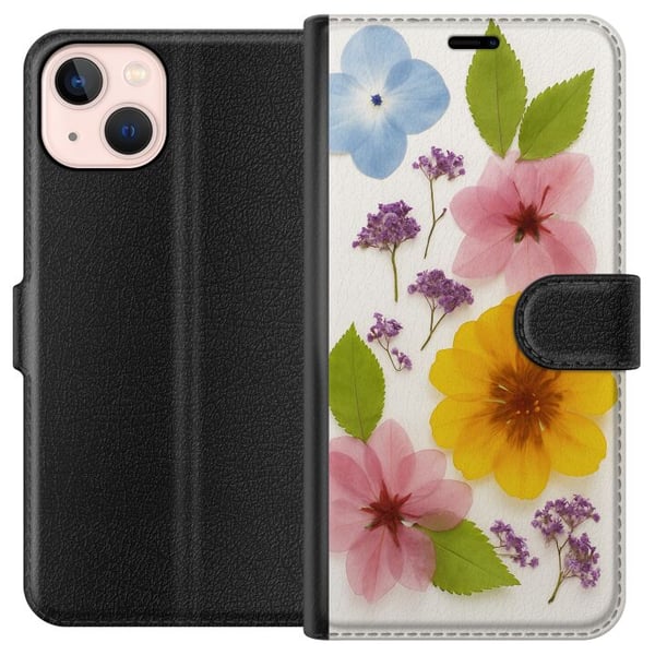 Kompatibelt Plånboksfodral till Apple iPhone 13 mini Pressade blommor