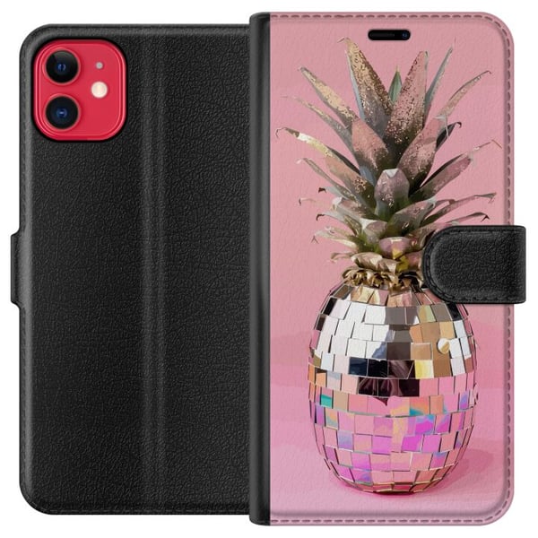Kompatibel Tegnebogsetui til Apple iPhone 11 Disco Pineapple ananas i spejlmosaik popkunst lyserød baggrund glitrende tropisk design Kompatibel Tegnebogsetui til Apple iPhone 11 Disco Pineapple ananas i spejlmosaik popkunst lyserød baggrund glitrende tropisk design