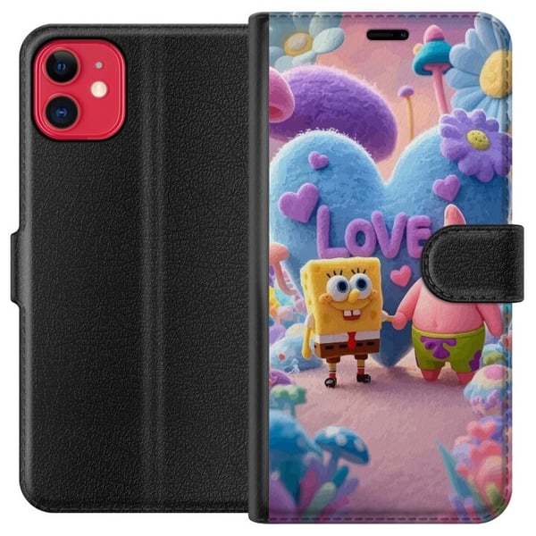 Kompatibel Tegnebogsetui til Apple iPhone 11 SvampeBob og Patrick kærlighed farverig pastelverden med hjerter blomster og venskab i ægte glædesstil Kompatibel Tegnebogsetui til Apple iPhone 11 SvampeBob og Patrick kærlighed farverig pastelverden med hjerter blomster og venskab i ægte glædesstil