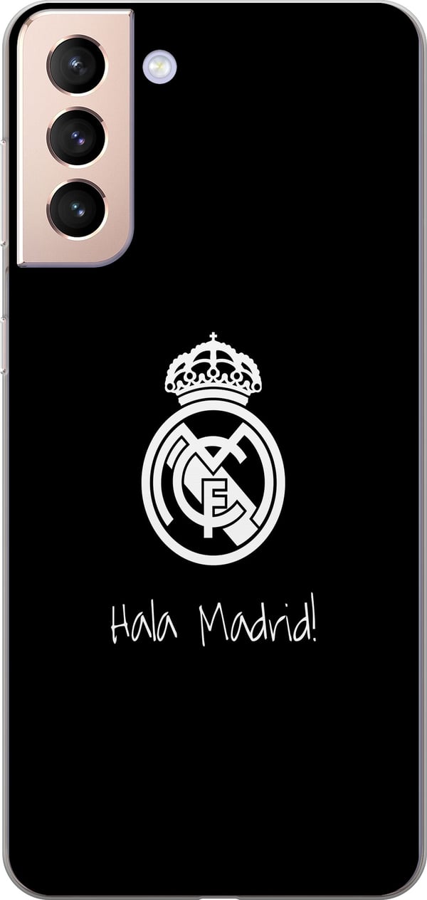 Kompatibelt Mobilskal till Samsung Galaxy S21 Real Madrid Emblem Fotboll Stolthet Vit Guld Klubbmärke