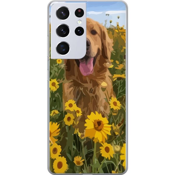Kompatibelt Mobildeksel til Samsung Galaxy S21 Ultra 5G Golden Retriever Solrosfält Hundmotiv Natur Sommar Design Kompatibelt Mobildeksel til Samsung Galaxy S21 Ultra 5G Golden Retriever Solrosfält Hundmotiv Natur Sommar Design