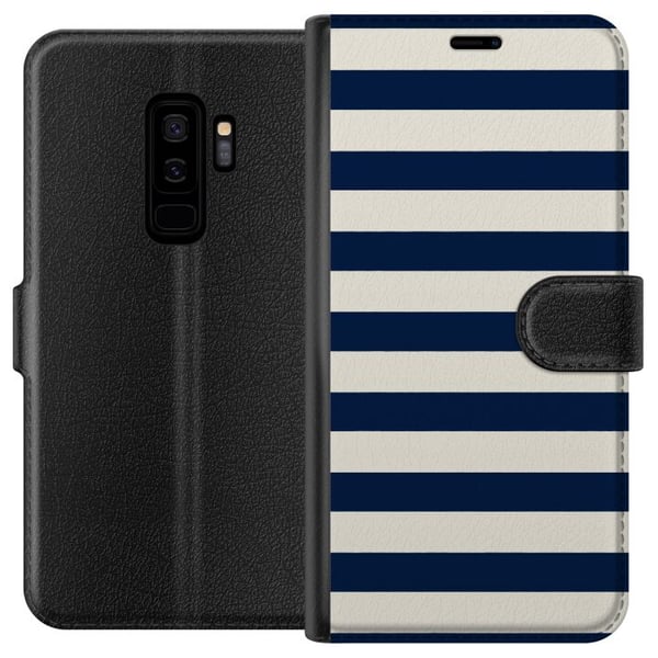 Kompatibelt Plånboksfodral till Samsung Galaxy S9+ Randigt navy stripes marinblå vit nautical pattern marint mode inspiration tidlöst klassiskt mönst