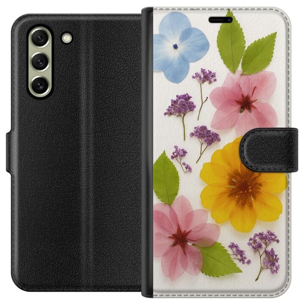 Kompatibelt Lommeboketui til Samsung Galaxy S21 FE 5G Pressede blomster