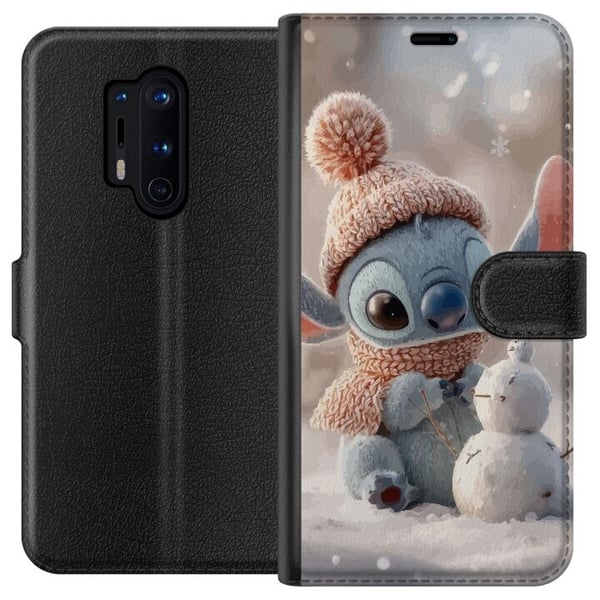 Kompatibel Tegnebogsetui til OnePlus 8 Pro Stitch snemand vinter sød blå alien kawaii jul hyggelig sne sød ferie bedårende plakat