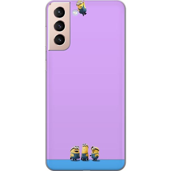 Kompatibel Mobilcover til Samsung Galaxy S21 Minions-illustration med lilla og blå baggrund, humoristisk filmtema for fans af sjove karakterer Kompatibel Mobilcover til Samsung Galaxy S21 Minions-illustration med lilla og blå baggrund, humoristisk filmtema for fans af sjove karakterer