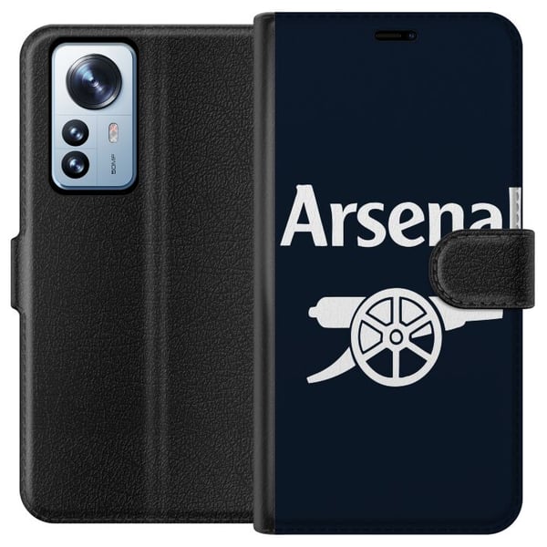 Kompatibelt Plånboksfodral till Xiaomi 12 Pro Arsenal logga i mörkblått vitt klassiskt fotbollsmotiv för Premier League fans