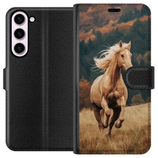 Kompatibel Tegnebogsetui til Samsung Galaxy S23+ Elegant hest, der løber over efterårsmarker med smukke farver og en følelse af natur, kraftfuld og d Kompatibel Tegnebogsetui til Samsung Galaxy S23+ Elegant hest, der løber over efterårsmarker med smukke farver og en følelse af natur, kraftfuld og d