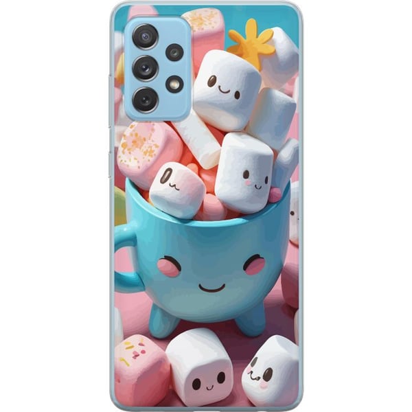 Kompatibel Mobilcover til Samsung Galaxy A52 5G Kawaii marshmallow smile kawaii-design med søde figurer i kop, farverig og glad stil